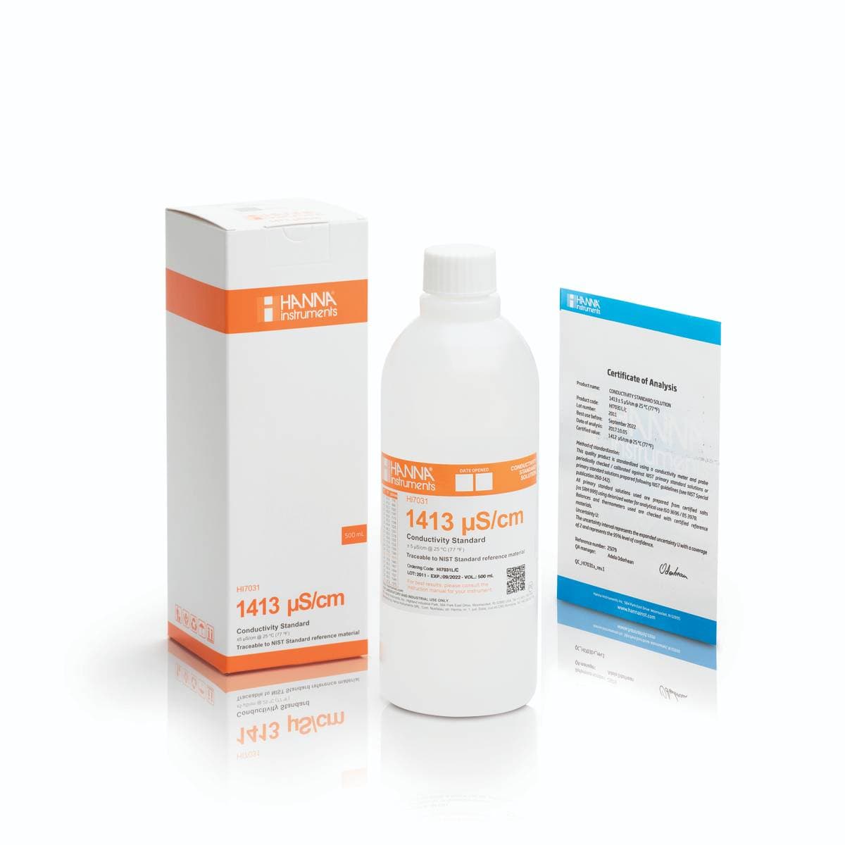 HANNA HI7031L/C EC kalibračný roztok s certifikátom, 500 ml